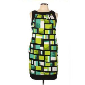 ALYX Petites Women's 12P Black-Green-Block-Sheath-Sleeveless DRESS